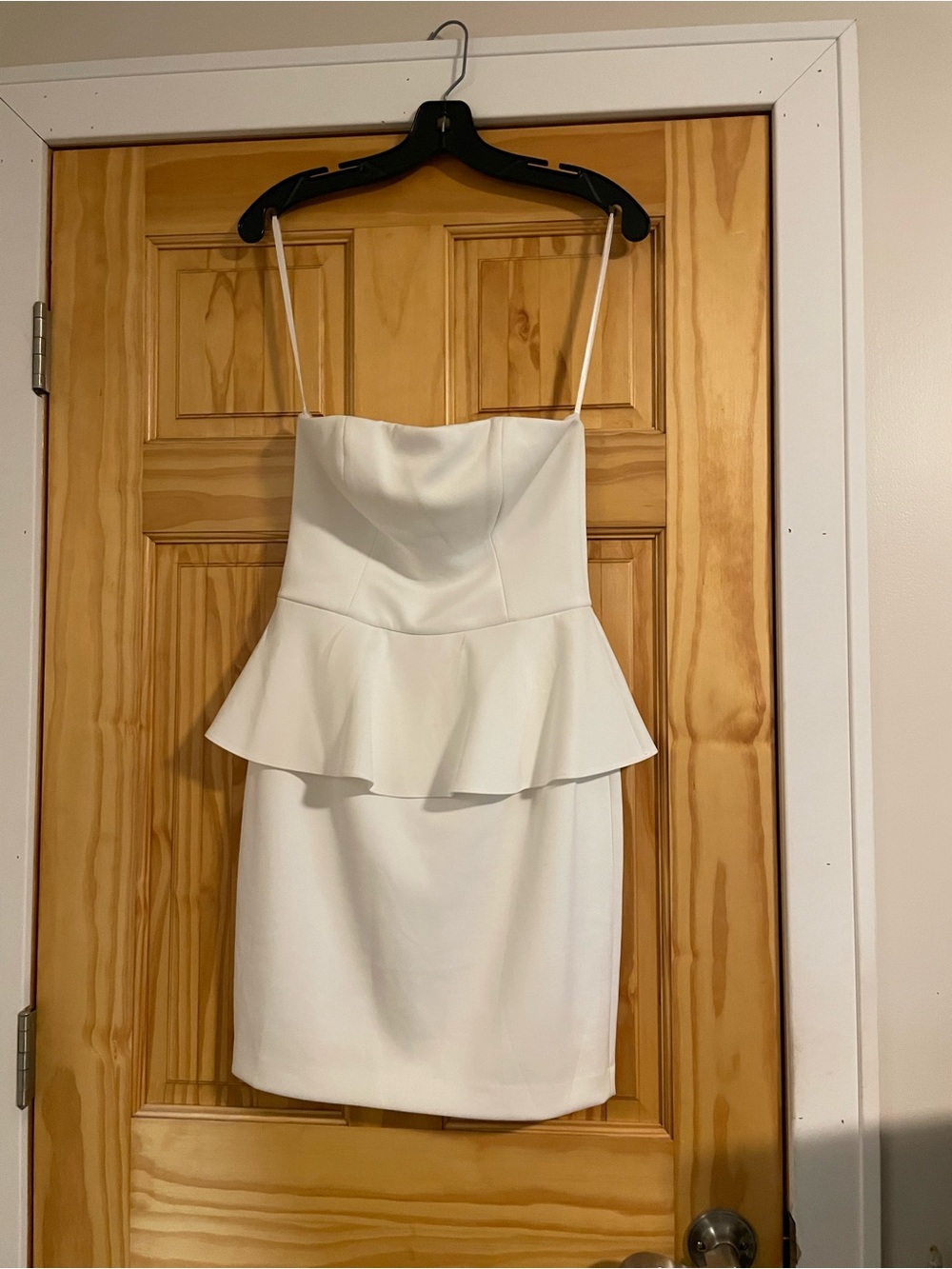 Cache White Strapless Peplum Mini Dress
